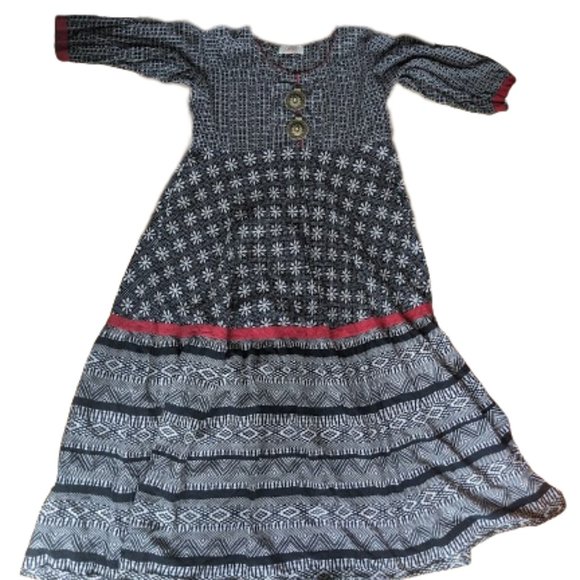 Black, White, Red Authentic Anarkalis Indian Dress Size XL - Picture 2 of 7